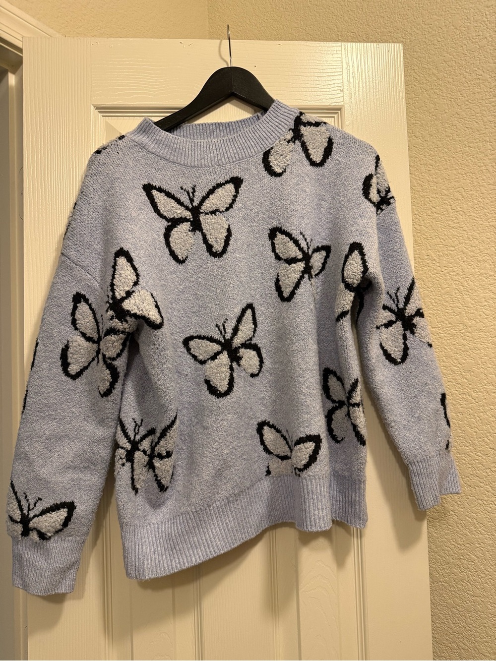 Hazel Moon Light Blue Butterfly Knit Sweater